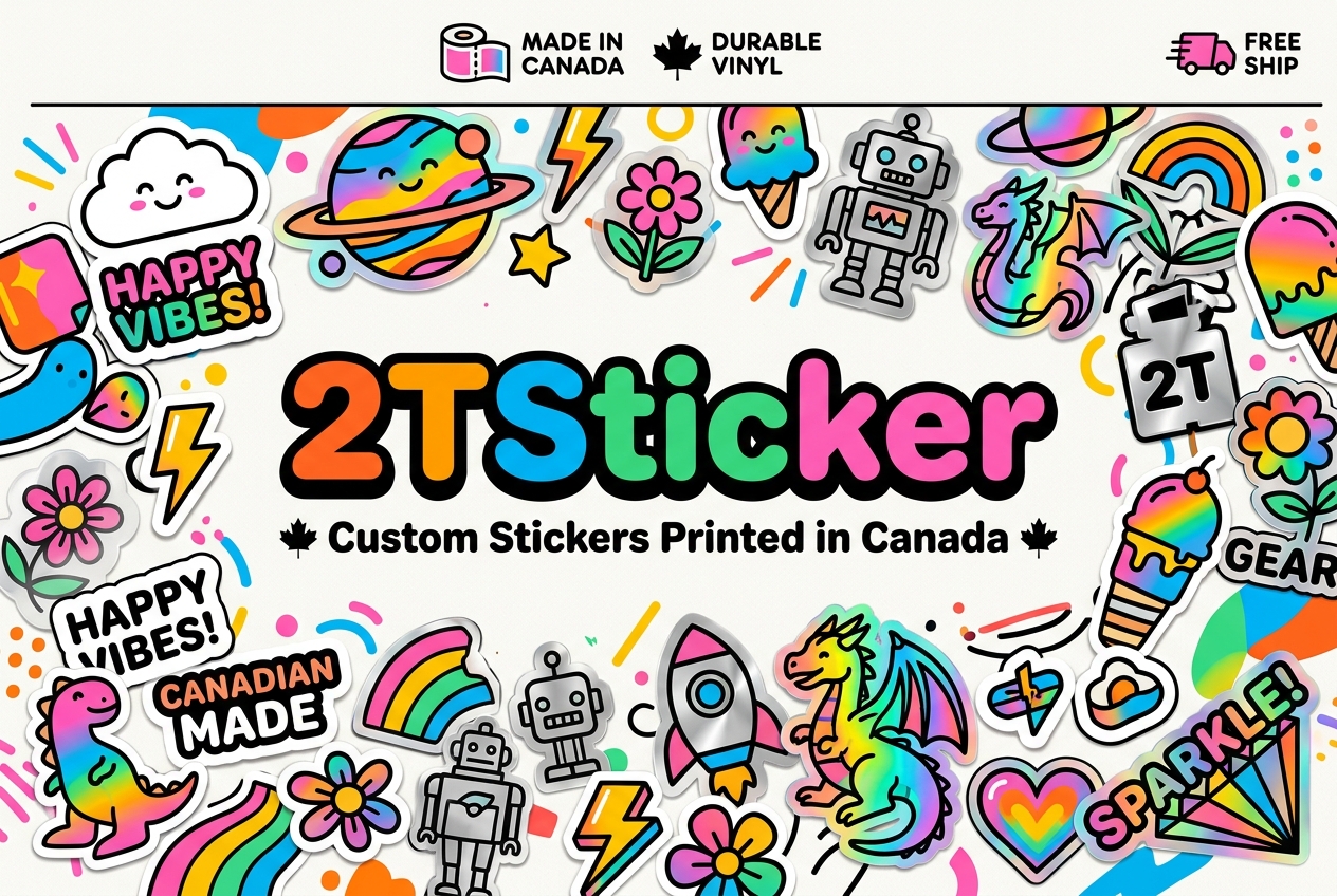 Custom white vinyl sticker with full-colour logo printing